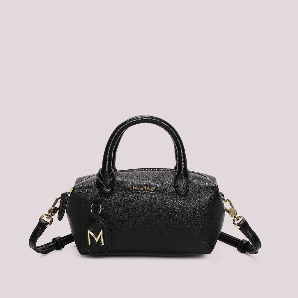 Mimi Mua Borsa a Bauletto Piccola con Targhetta Logata Nero