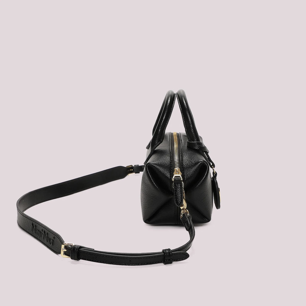 Mimi Mua Borsa a Bauletto Piccola con Targhetta Logata Nero — foto 3