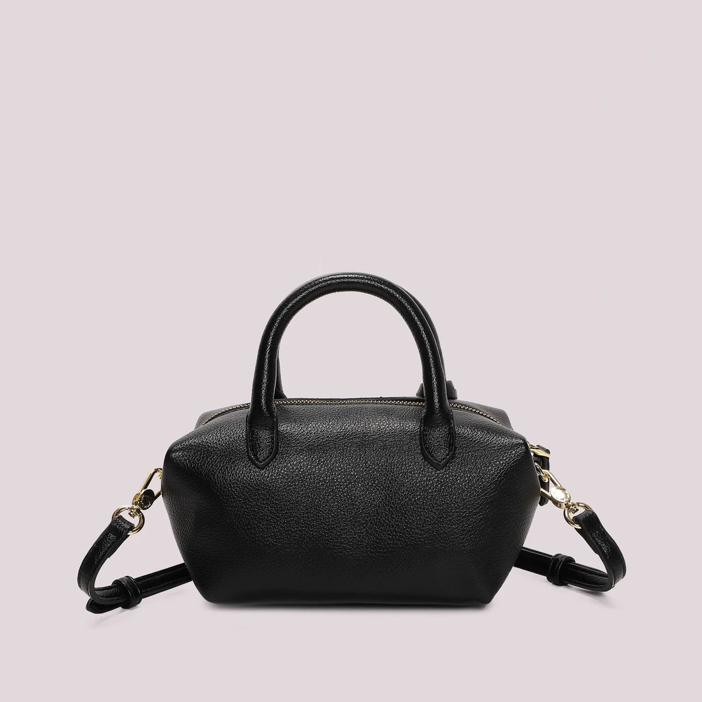 Mimi Mua Borsa a Bauletto Piccola con Targhetta Logata Nero — foto 4