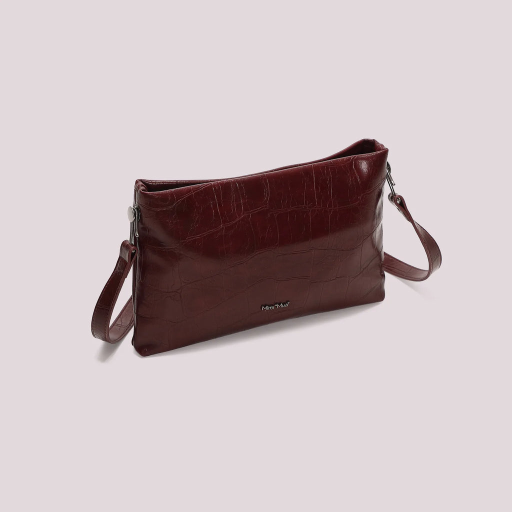 Mimi Mua Borsa a Busta Effetto Cocco Burgundy