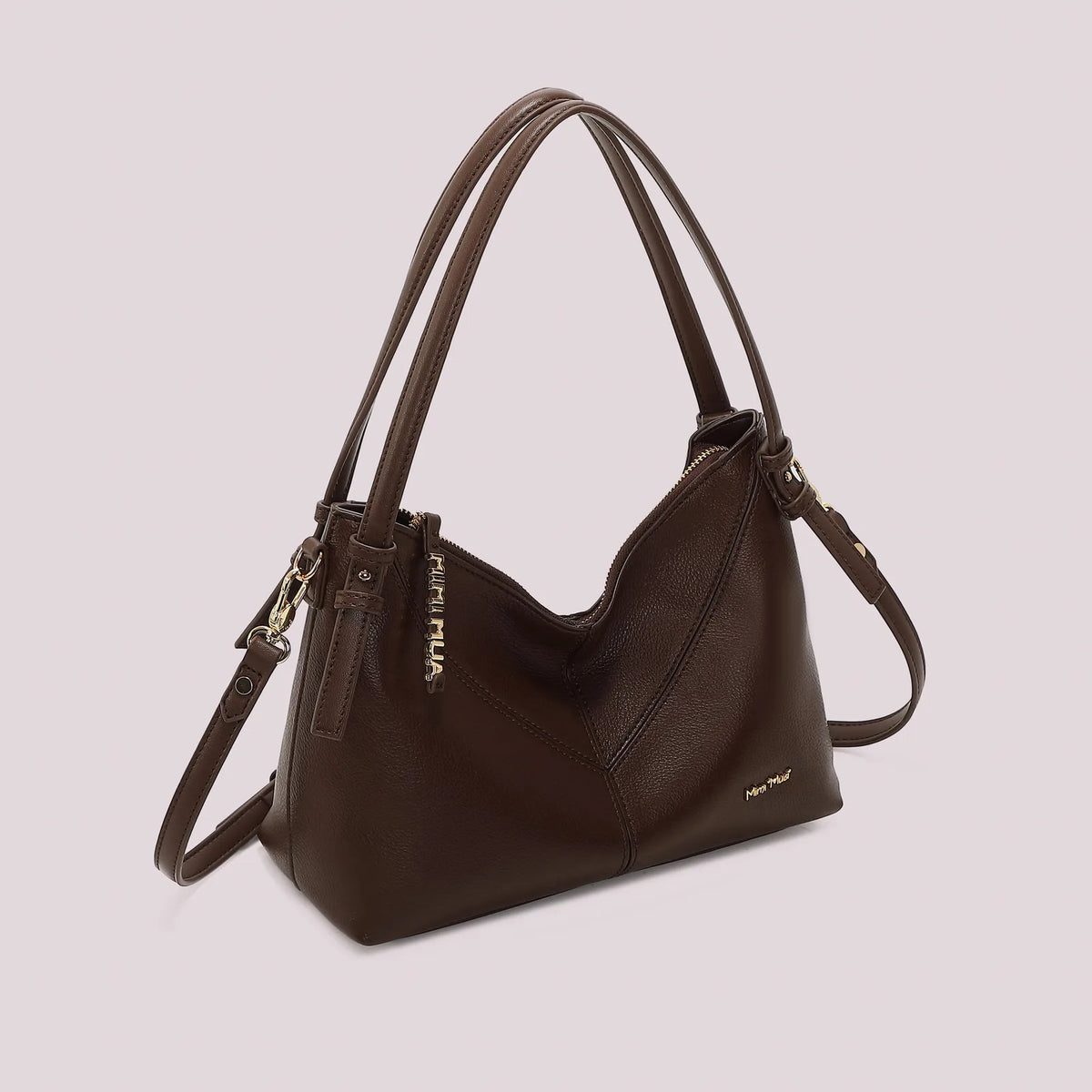Mimi Mua Borsa a Spalla con Lettere Mimi Mua Sulla Zip Moro — foto 2