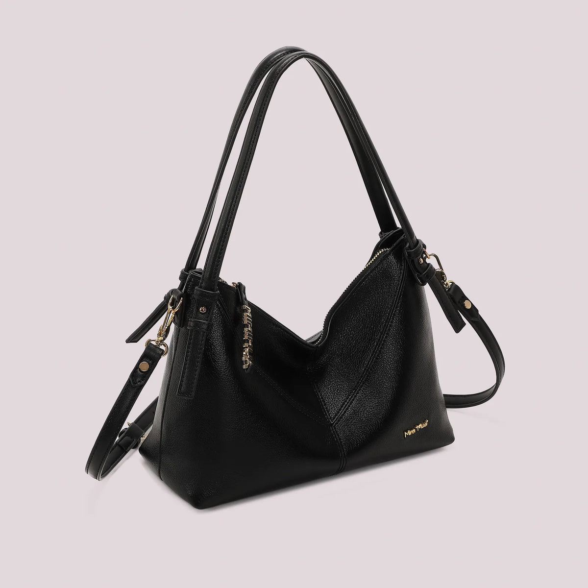 Mimi Mua Borsa a Spalla con Lettere Mimi Mua Sulla Zip Nero — foto 2