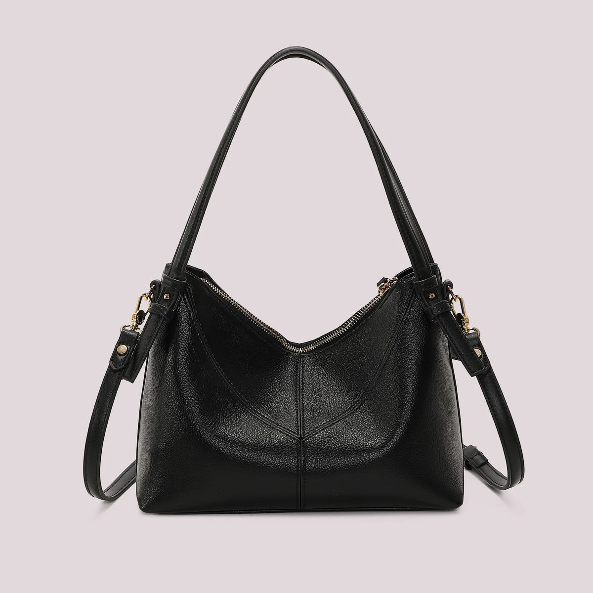 Mimi Mua Borsa a Spalla con Lettere Mimi Mua Sulla Zip Nero — foto 4