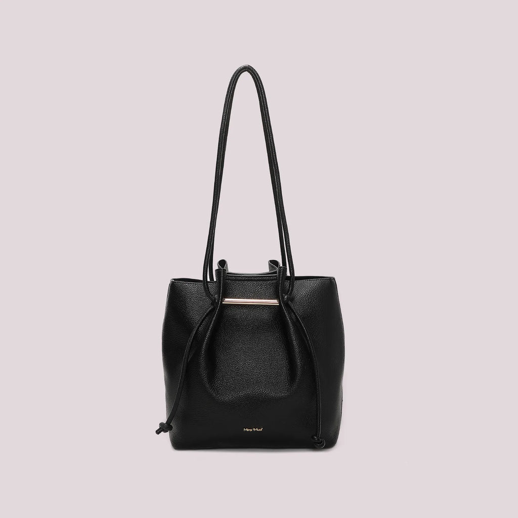 Mimi Mua Borsa a Spalla Media con Lacci Lunghi Nero