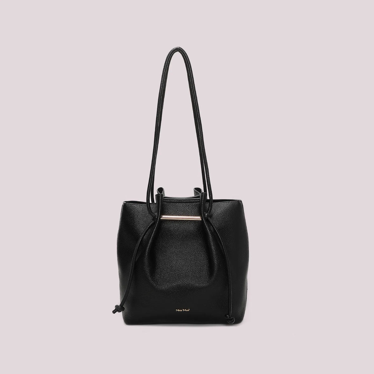 Mimi Mua Borsa a Spalla Media con Lacci Lunghi Nero