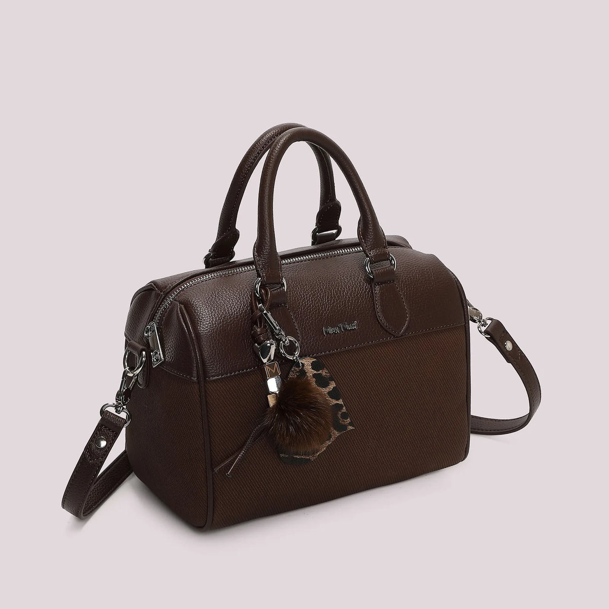 Mimi Mua Borsa Bauletto con Charm e Cuore Moro
