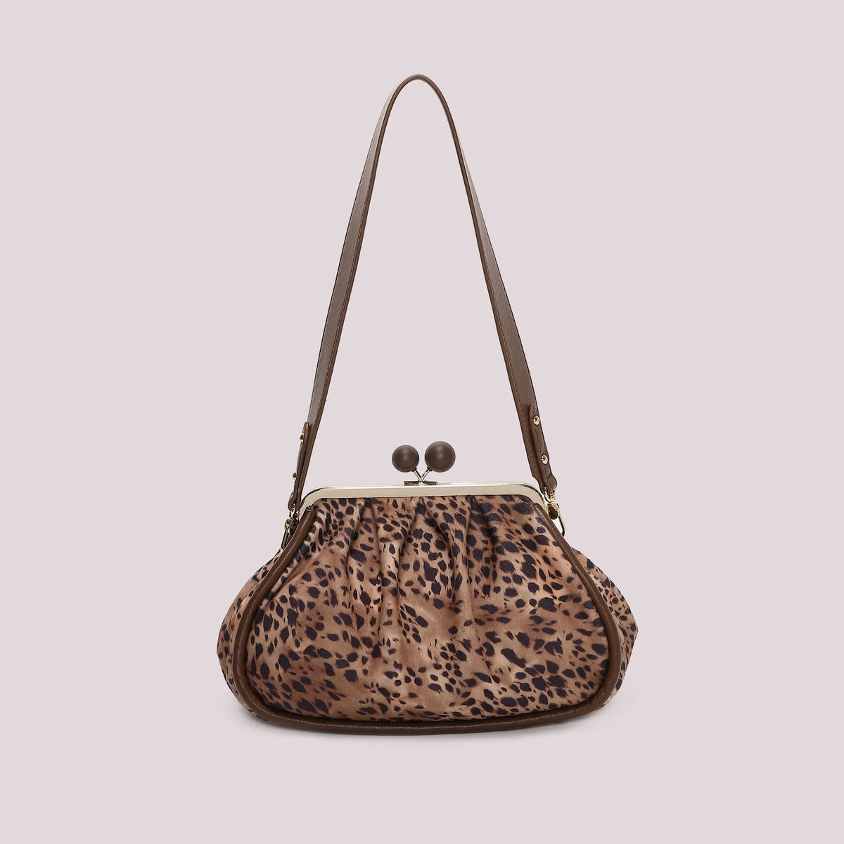 Mimi Mua Borsa Clutch in Fantasia con Chiusura a Sfere Cammello — foto 4