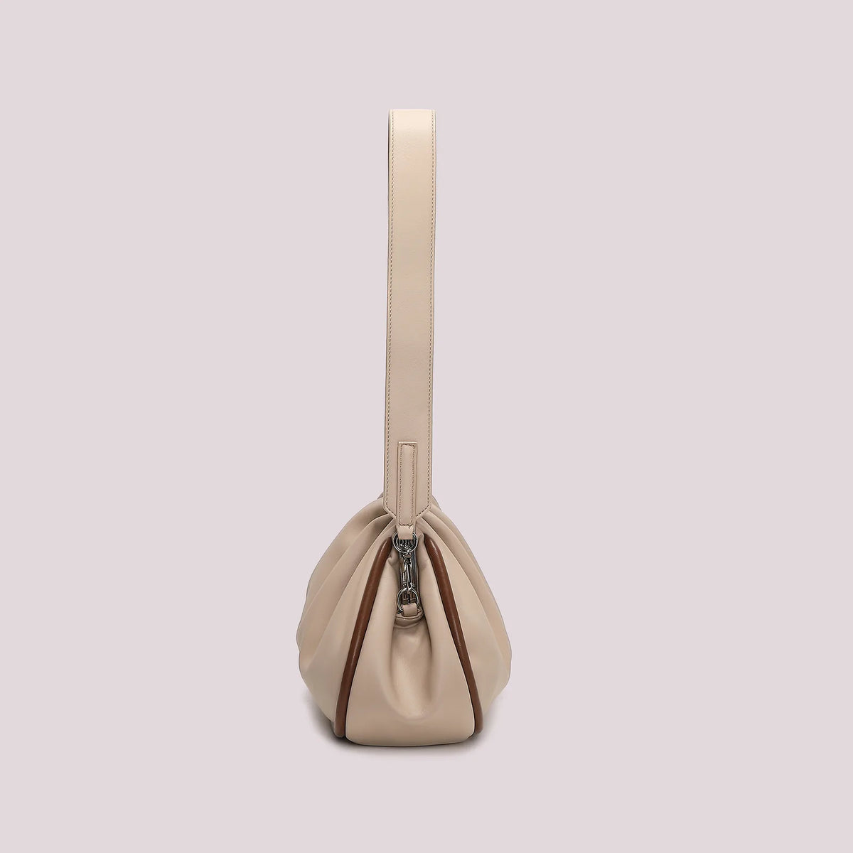 Mimi Mua Borsa Clutch Morbida con Chiusura a Sfere Beige — foto 3