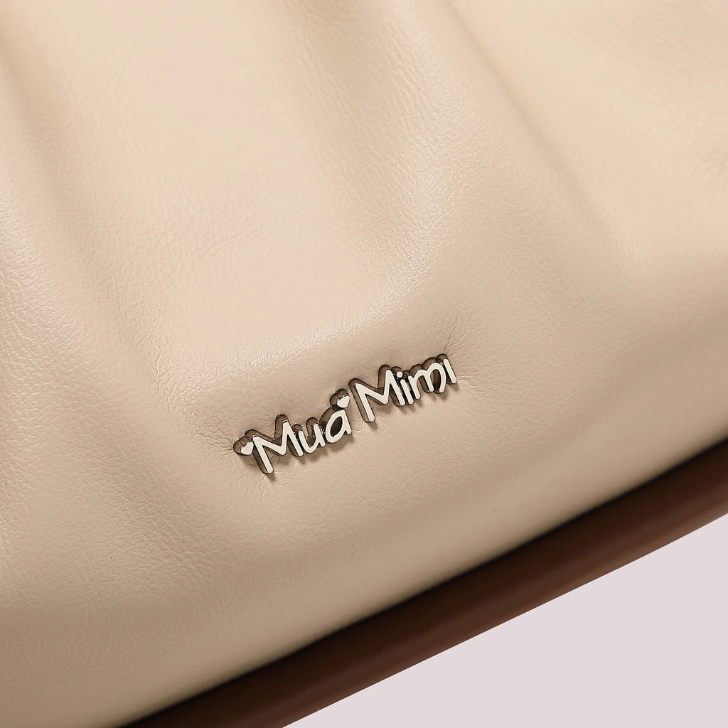 Mimi Mua Borsa Clutch Morbida con Chiusura a Sfere Beige — foto 6