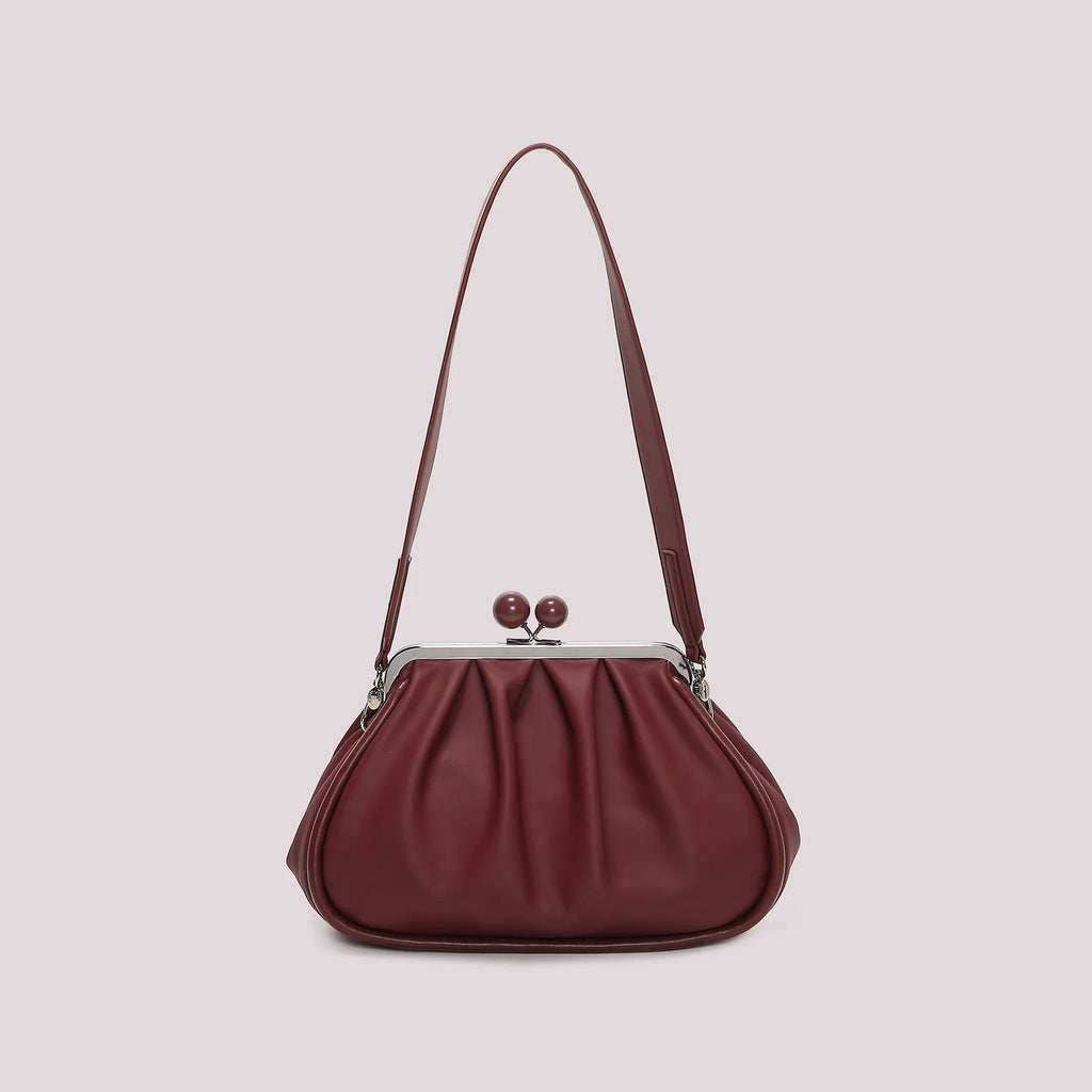 Mimi Mua Borsa Clutch Morbida con Chiusura a Sfere Bordeaux — foto 4