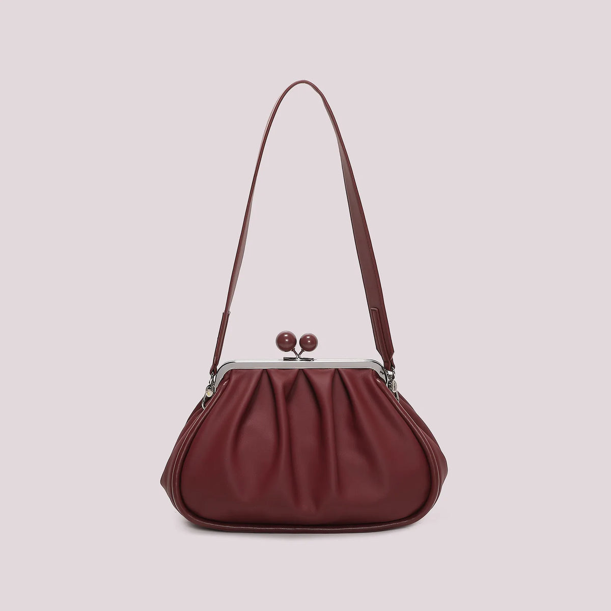 Mimi Mua Borsa Clutch Morbida con Chiusura a Sfere Bordeaux — foto 4
