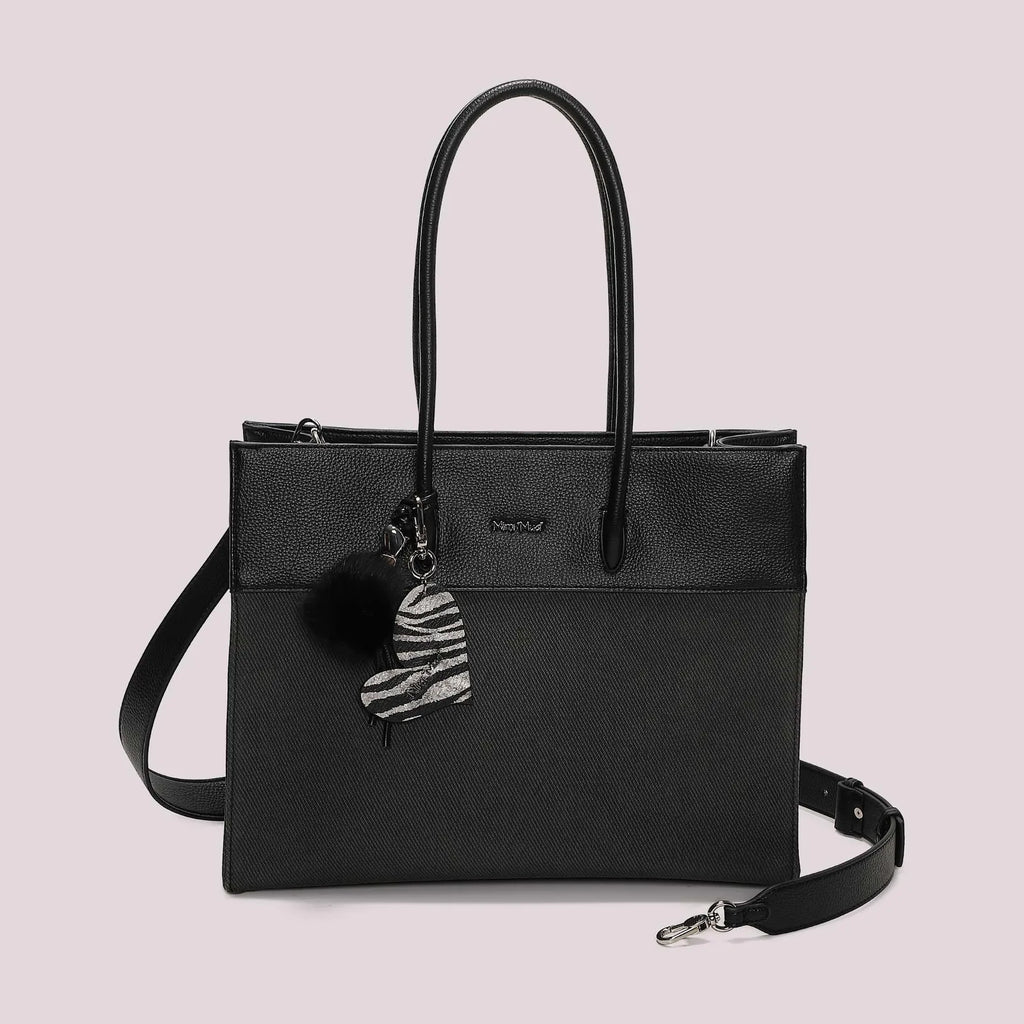 Mimi Mua Borsa Tote con Charm e Cuore Nero