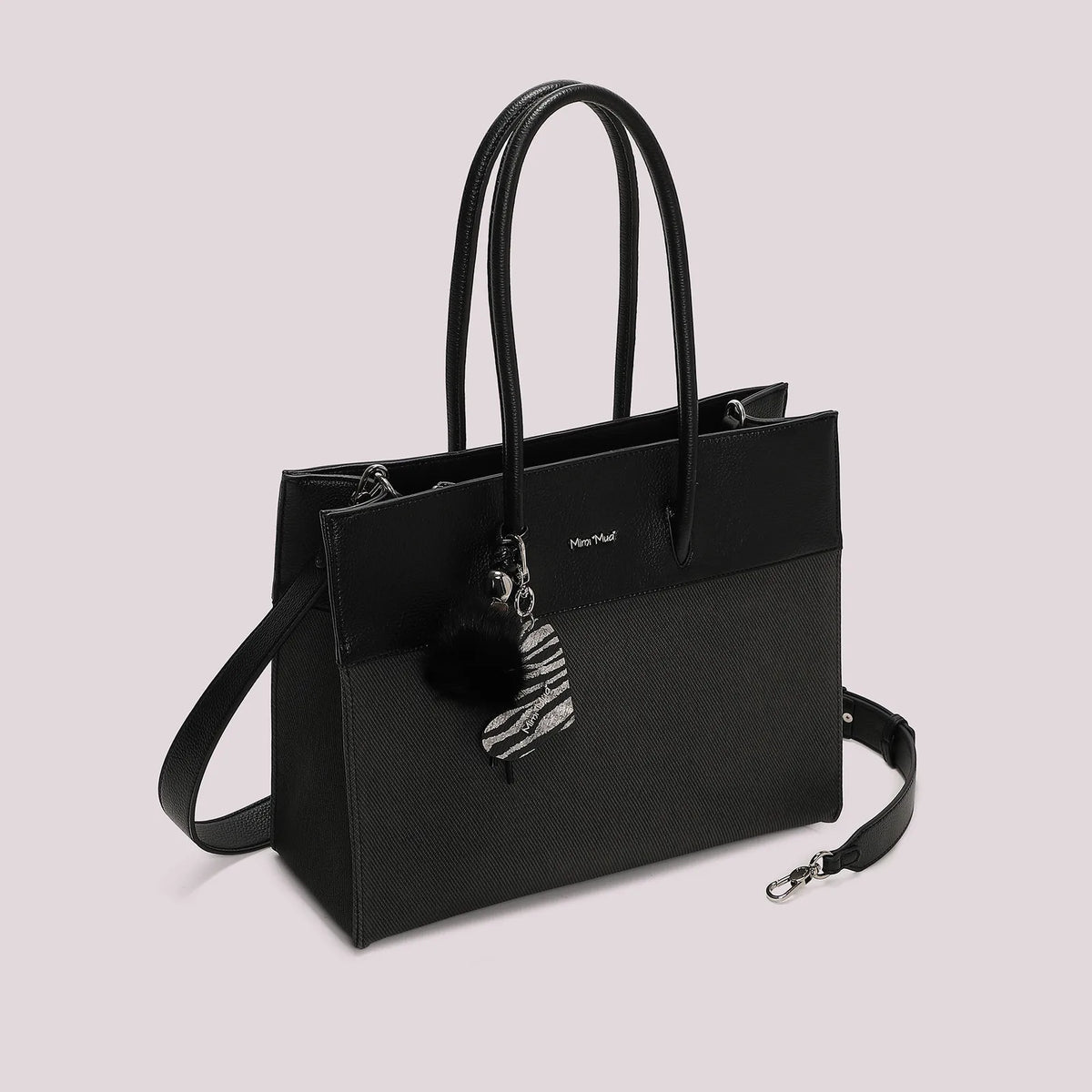 Mimi Mua Borsa Tote con Charm e Cuore Nero — foto 2