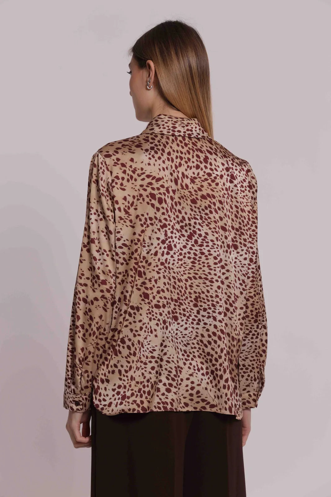 Mimi Mua Camicia Uomo Fantasia Maculato Cammello — foto 3