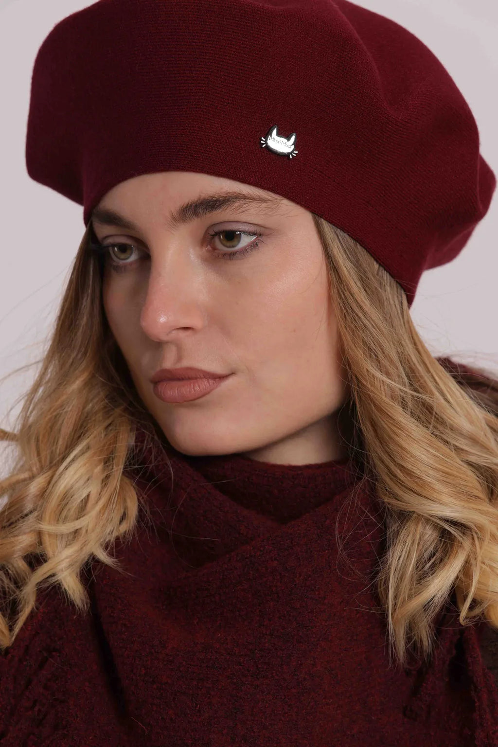 Mimi Mua Cappello Basco Tinta Unita Bordeaux — foto 2