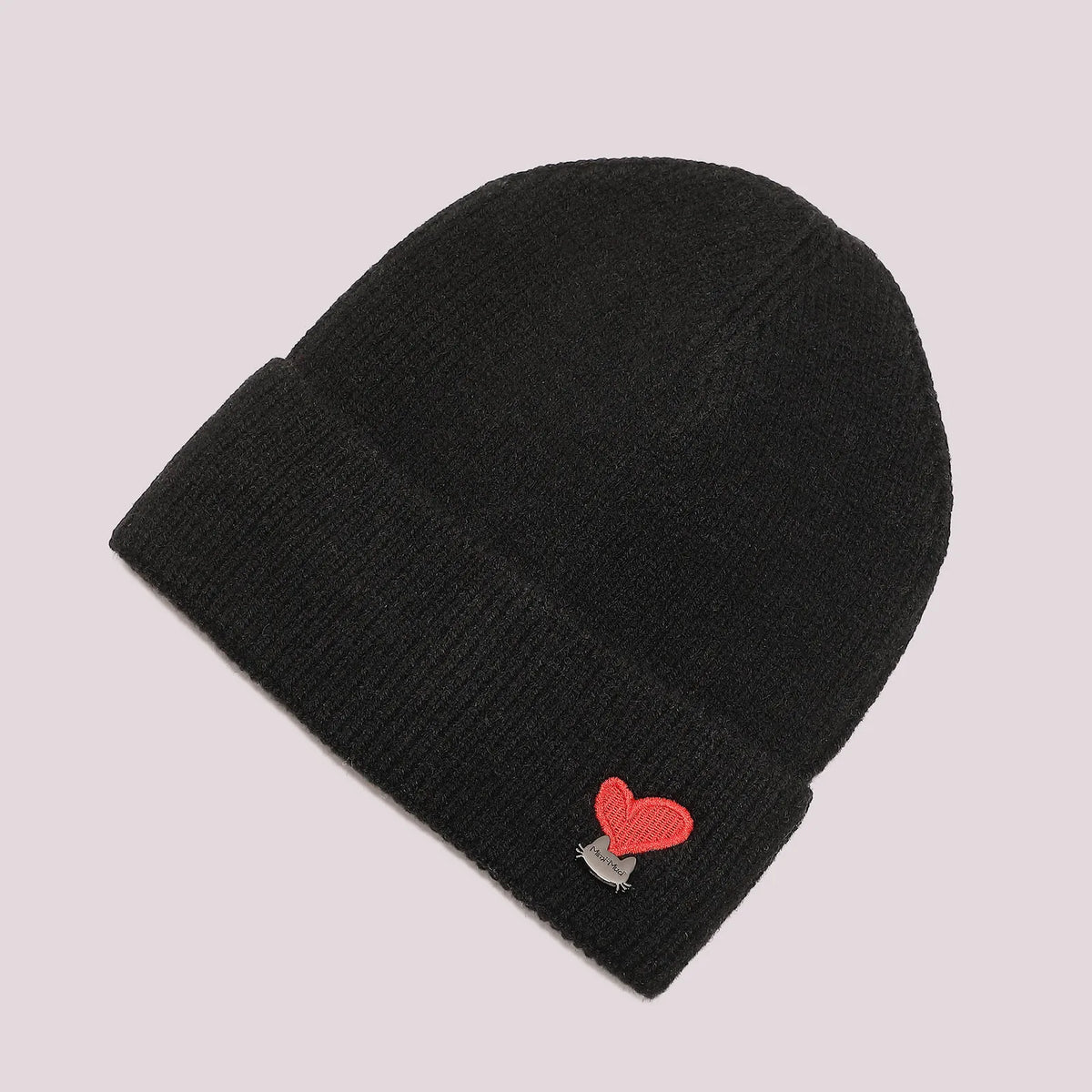 Mimi Mua Cappello Berretto con Cuore Ricamato Nero — foto 3