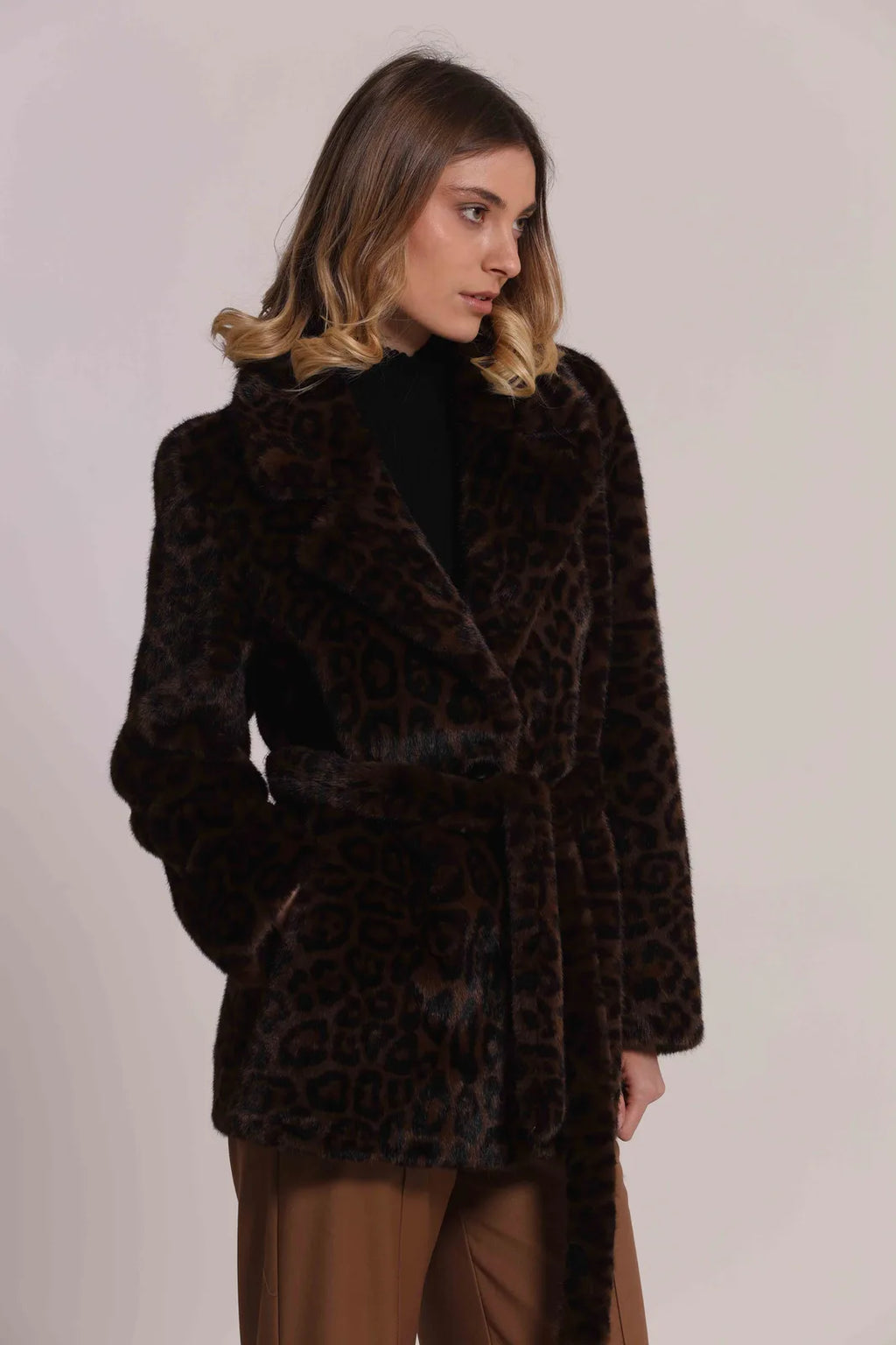 Mimi Mua Cappotto Effetto Pelliccia Animalier Animalier