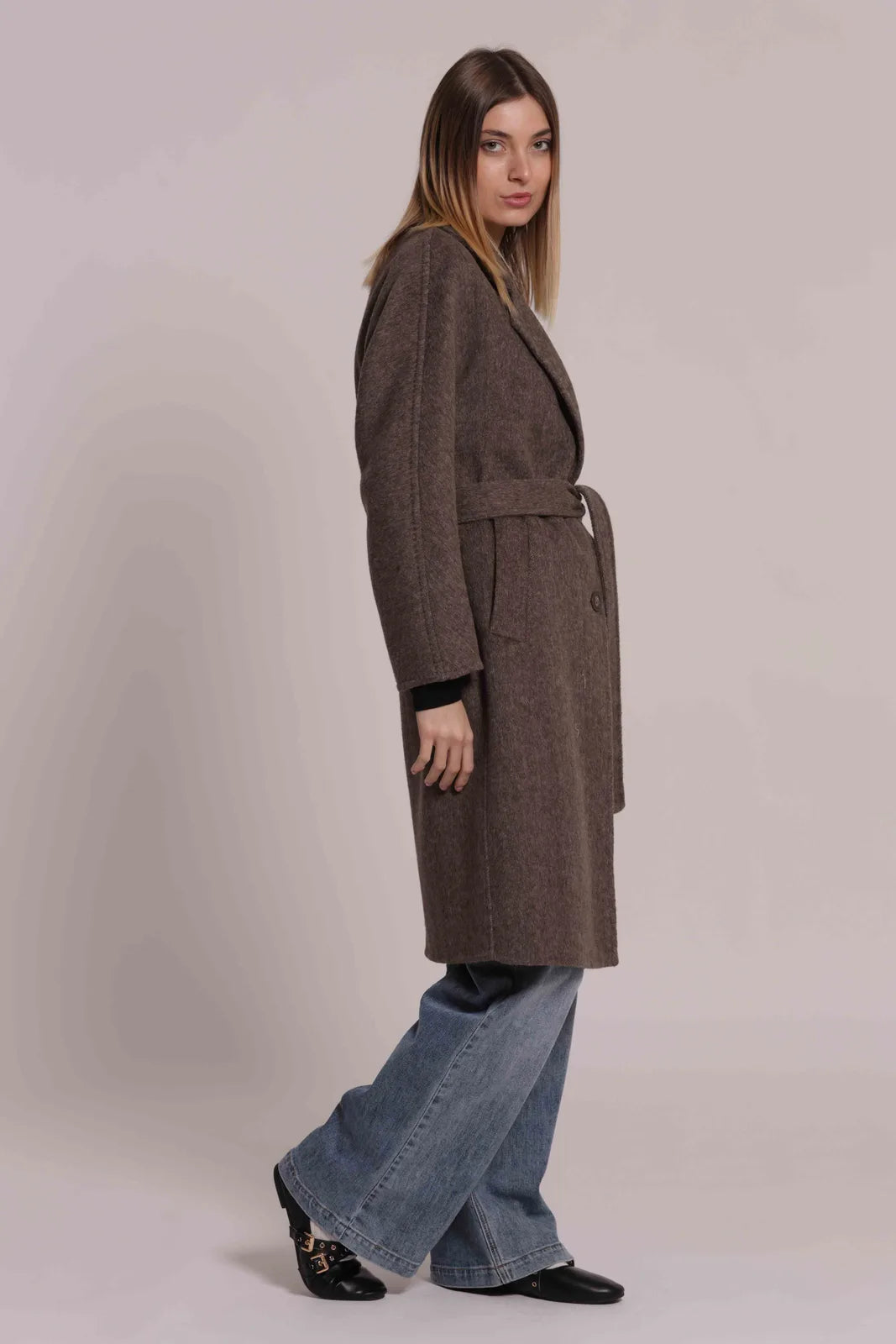Mimi Mua Cappotto Lungo con Cintura Moro — foto 2