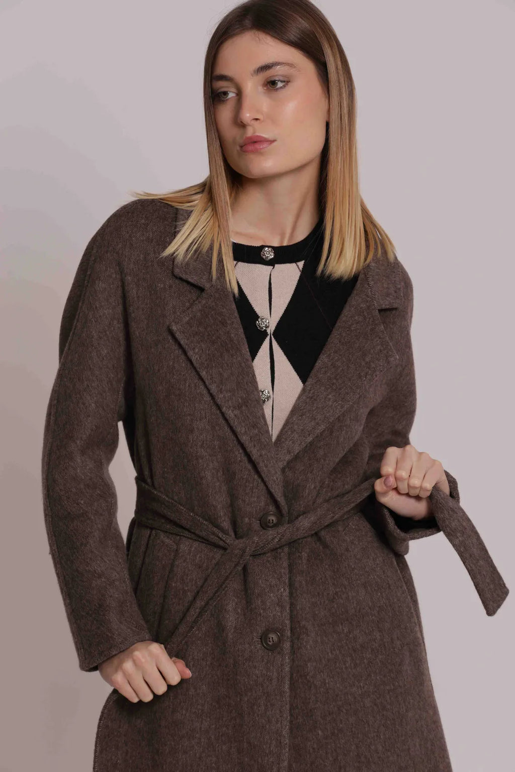 Mimi Mua Cappotto Lungo con Cintura Moro — foto 4