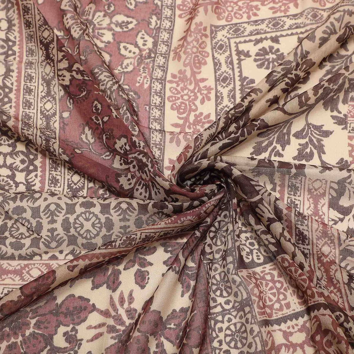 Mimi Mua Foulard in Fantasia Patchwork Floreale (180X80 Cm) Prugna — foto 4