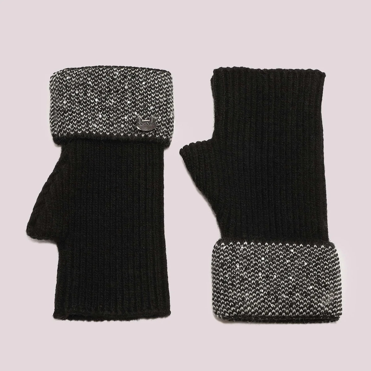 Mimi Mua Guanti Manicotti con Strass Nero