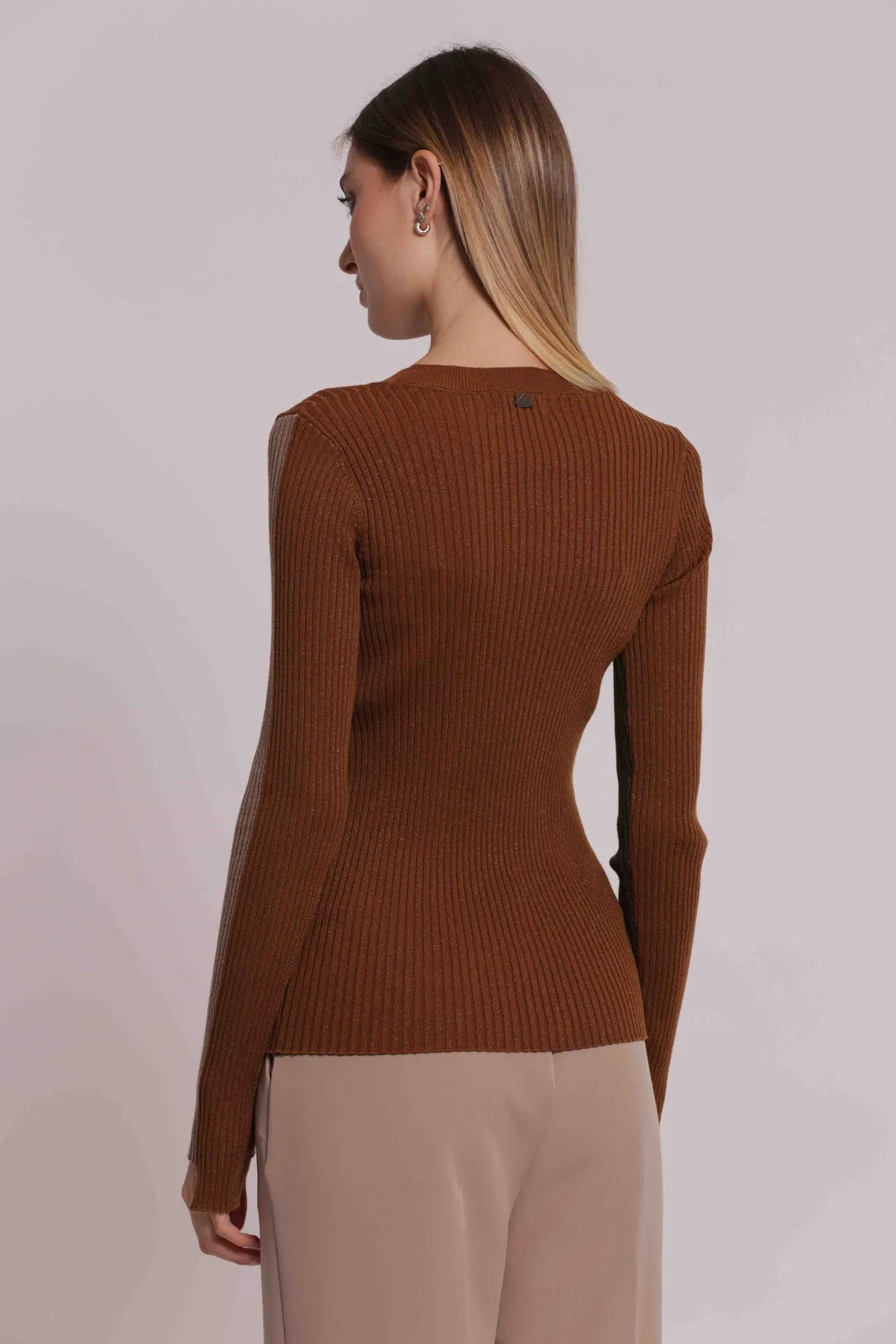 Mimi Mua Maglia Scollo con Maniche Bicolor Moro — foto 3