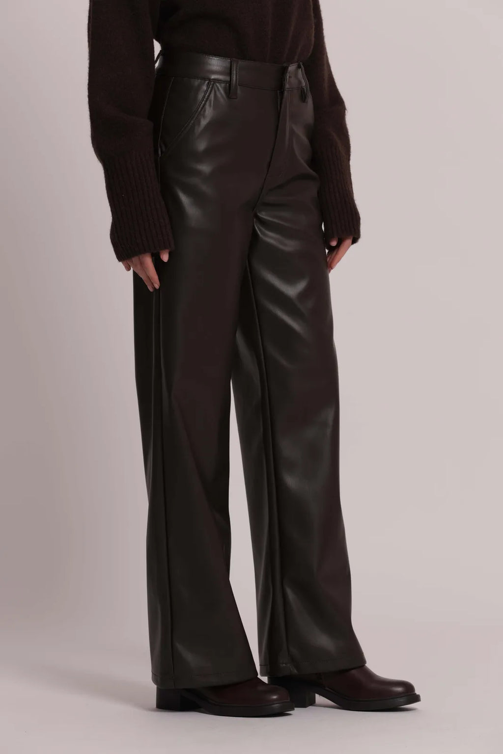 Mimi Mua Pantalone Wide Leg Simil Pelle Moro — foto 2