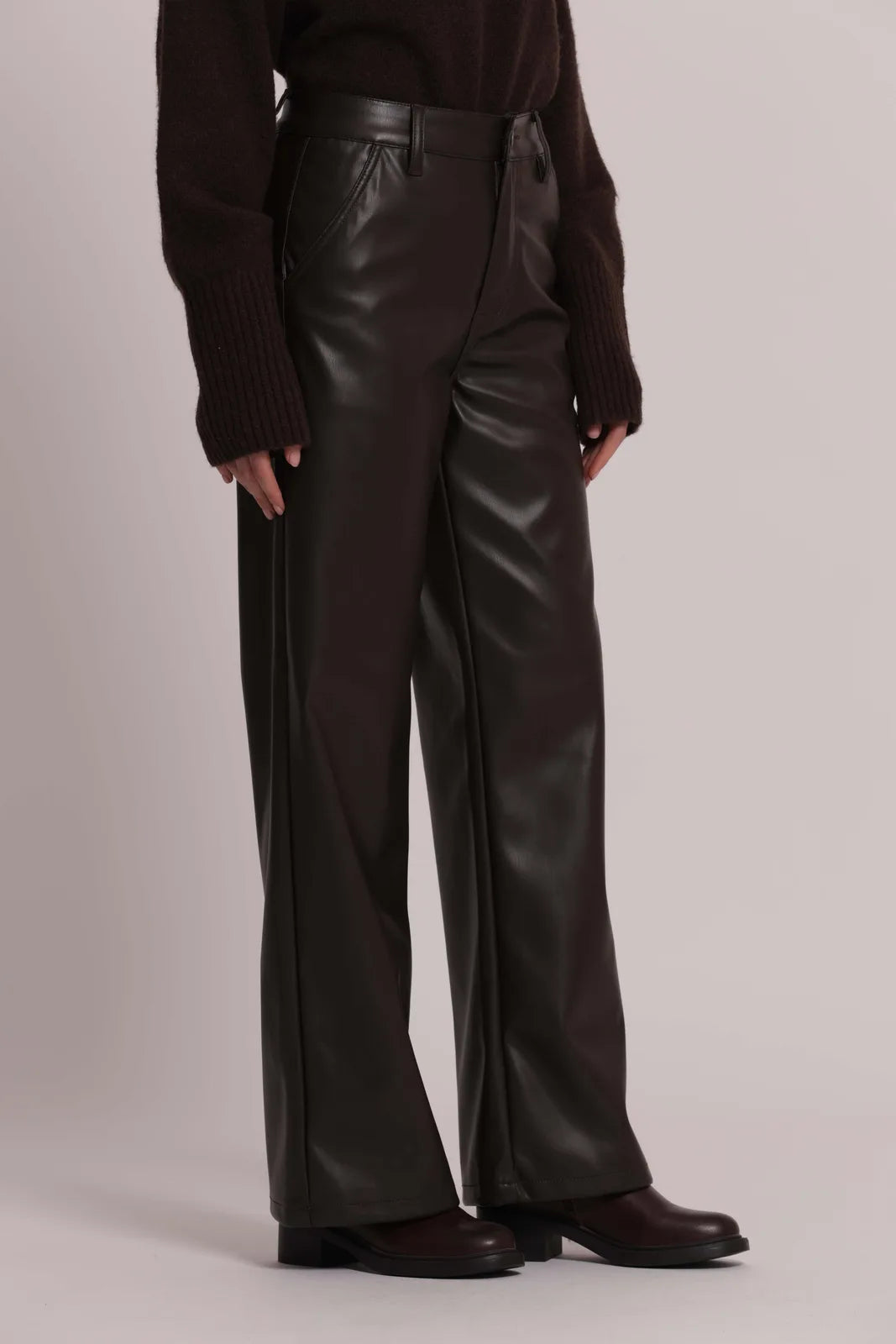 Mimi Mua Pantalone Wide Leg Simil Pelle Moro — foto 2