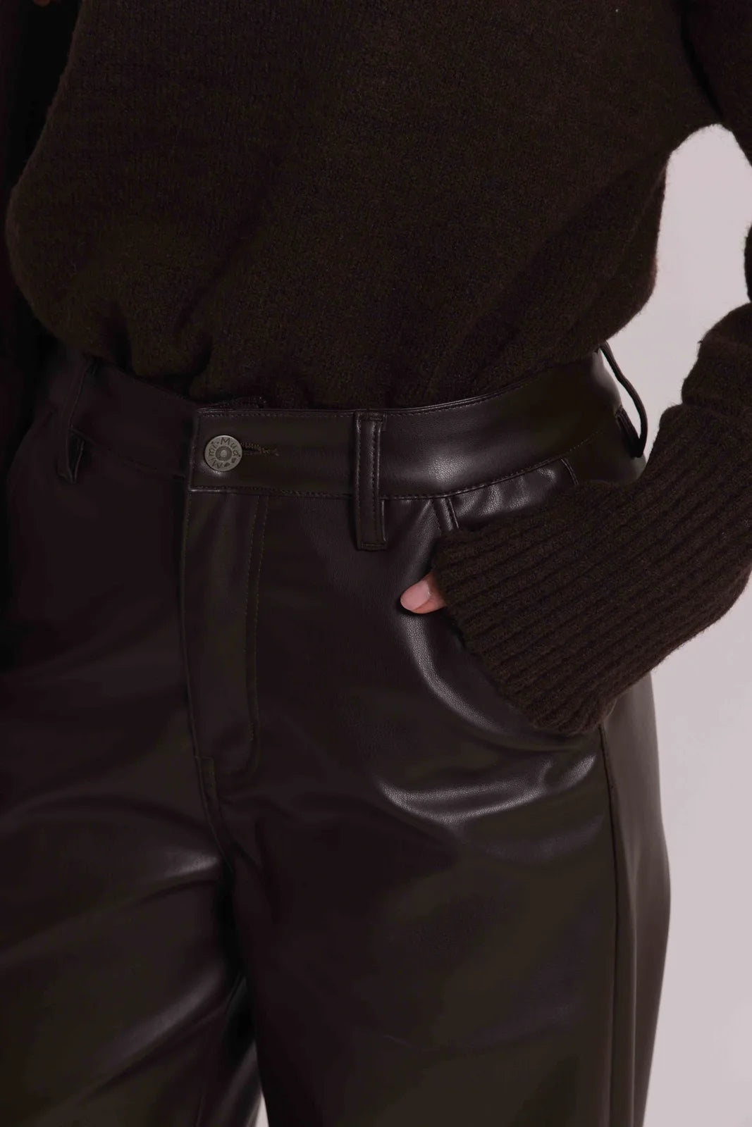 Mimi Mua Pantalone Wide Leg Simil Pelle Moro — foto 4