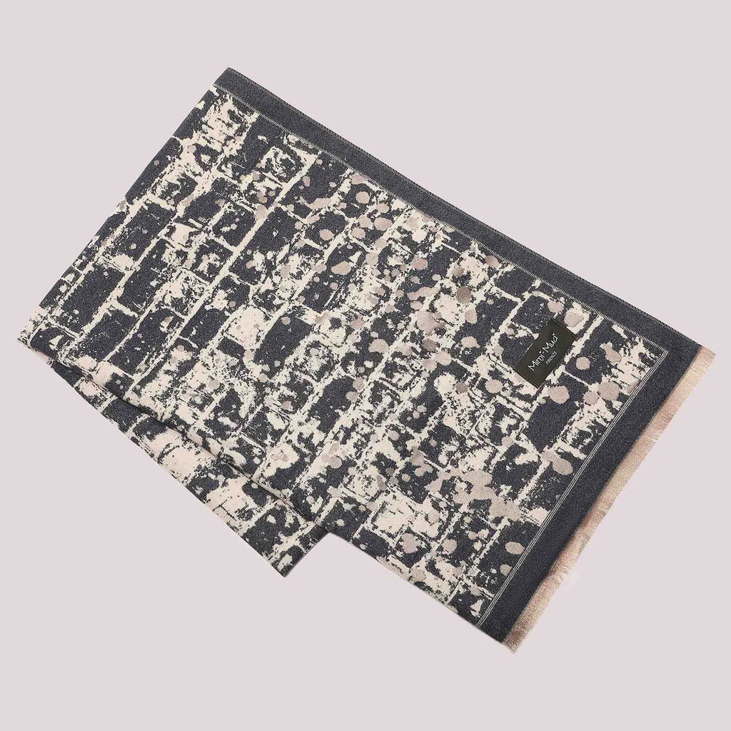 Mimi Mua Sciarpa Bicolor con Effetto Mattoni Denim