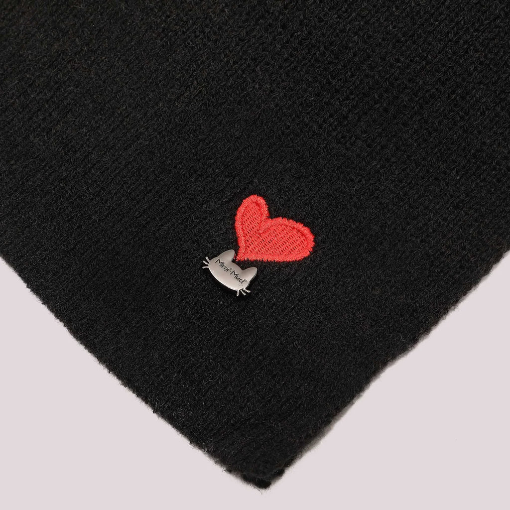 Mimi Mua Sciarpa con Cuore Ricamato Nero — foto 4