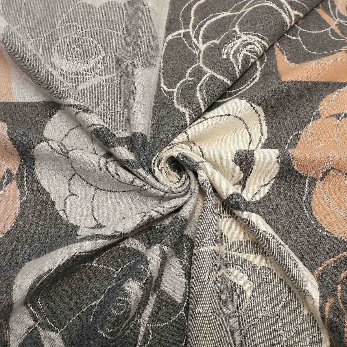 Mimi Mua Sciarpa con Fiori su Fondo a Scacchi Grigio — foto 4
