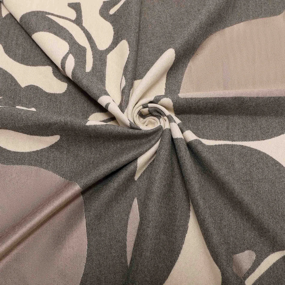 Mimi Mua Sciarpa con Rose Stilizzate e Colori a Contrasto Grigio — foto 3