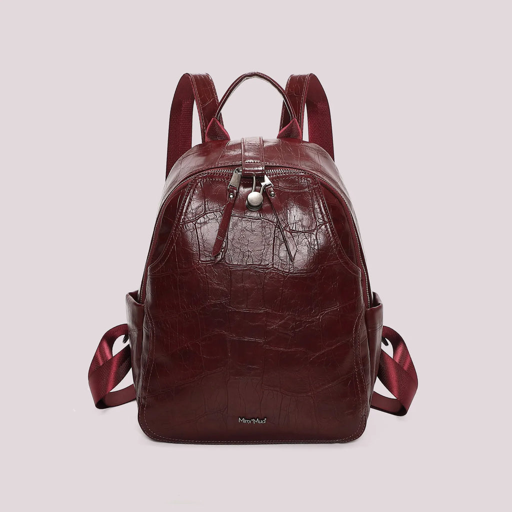 Mimi Mua Zaino Effetto Cocco Burgundy