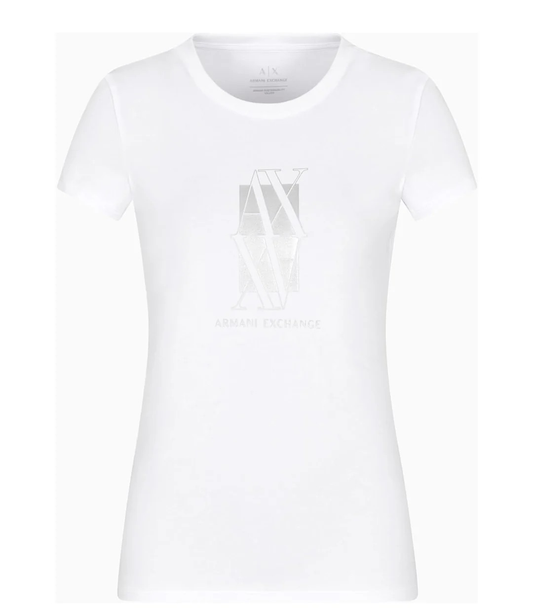 T-shirt Bianca A|X con Logo Metallizzato